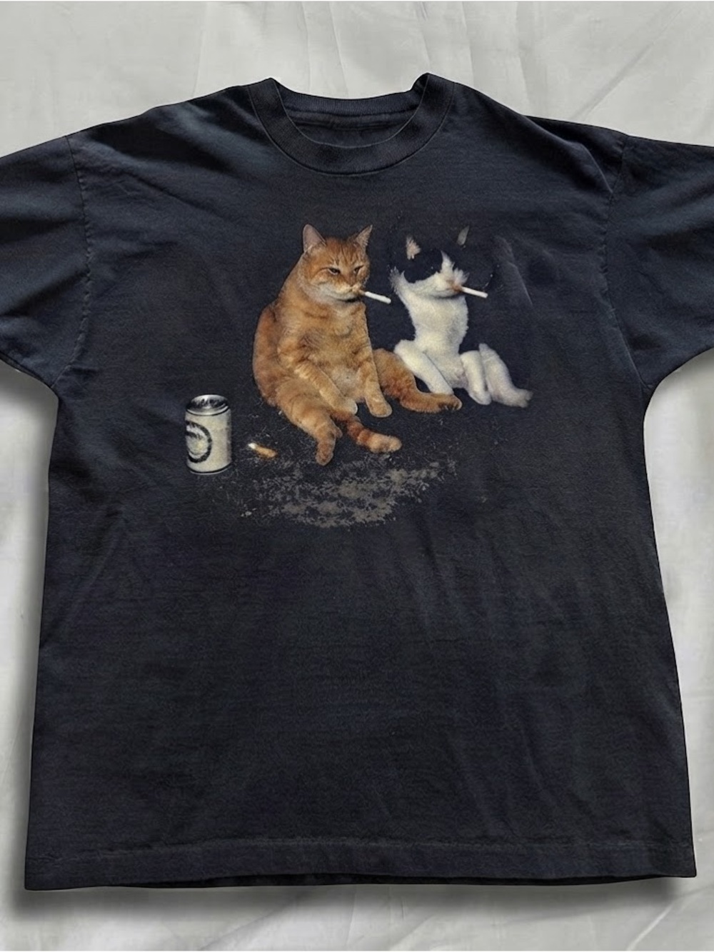 Gildan Black T-Shirt with Two Cats Graphic